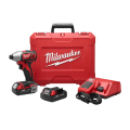 Milwaukee® 2656-22CT Compact Impact Driver Kit, 1/4 in Hex Drive, 3450 bpm, 1500 in-lb Torque, 18 VDC, 5-1/2 in OAL