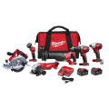 Milwaukee® M18™ 2696-26 2-Tool Cordless Combination Kit, Tools: Angle Grinder/Circular Saw/Hammer Drill/Impact Driver/Reciprocating Saw, 18 VDC, 3 Ah Lithium-Ion, Keyless Blade