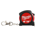 Milwaukee® 48-22-5506 Measuring Tape With Belt Clip and Key Chain, 6 ft L x 13 mm W Blade, Steel Blade, 1/16 in Top, 1 mm Bottom Graduation