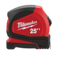 Milwaukee® 48-22-6625G Compact Lockable Measuring Tape, 25 ft L x 25 mm W Blade, Steel Blade, Fractional Graduation