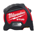 Milwaukee® STUD™ 48-22-9725M Magnetic Measuring Tape With Belt Clip, 25 ft L x 1-5/16 in W Blade, Steel Blade, 1/16 in, 1/8 in Graduation
