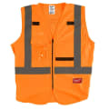 Milwaukee® 48-73-5032 Safety Vest, L/XL, Hi-Viz Orange, Polyester, Hook and Loop/Secure Zipper Closure, 10 Pockets, ANSI Class: Class 2, ANSI/ISEA 107-15 Type R
