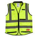 Milwaukee® 48-73-5042 Performance Safety Vest, L/XL, Hi-Viz Yellow, Polyester, Hook and Loop/Zipper Closure, 15 Pockets, ANSI Class: Class 2, ANSI/ISEA 107-15 Type R