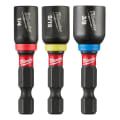 Milwaukee® SHOCKWAVE™ 49-66-4561 3-Piece Magnetic Nut Driver Set, 1/4 in, 5/16 in, 3/8 in Drive, Proprietary Steel, 1/4 in Hex