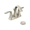 Moen® 6410BN Eva® Centerset Bathroom Faucet, Brushed Nickel, 2 Handles, Metal Pop-Up Drain, 1.5 gpm Flow Rate