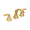 Moen® T6905BG Widespread Bathroom Faucet With Metal Pop-Up Waste Assembly, Voss™, Commercial, 1.2 gpm Flow Rate, 4-1/2 in H Spout, 8 in Center, Brushed Gold, 2 Handles, Lift Rod Drain, Domestic
