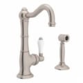 Rohl® A3650LMWSSTN-2 Kitchen Faucet, Italian Country Kitchen Cinquanta, 1.5 gpm Flow Rate, Swivel Spout, Satin Nickel, 1 Handles