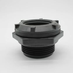 Norwesco® 63931 Double Standard Duty Bulkhead Fitting With EPDM Gasket, 1-1/2 in Nominal, FNPT End Style, Polypropylene