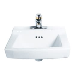 American Standard 0124024.020 Comrade™, Rectangle Shape, 4 in Faucet Hole Spacing, 20 in W x 18-1/4 in D x 8 in H, Wall Mounting, Vitreous China, White, Domestic