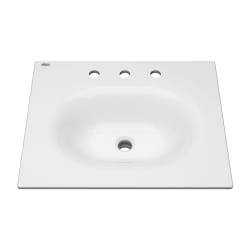 American Standard 1297008.020 Studio® S Top Center Hole Bathroom Sink, 8 in Faucet Hole Spacing, 24 in L x 20 in W x 4 in D, Vanity Top Mount, Vitreous China, White