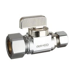 dahl dahal-Eco™ mini-ball™ 511-33-31 Straight Supply Stop, 5/8 x 3/8 in Nominal, Compression End Style, 250 psi Pressure, Brass Body, Polished Chrome, Import