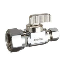 dahl dahal-Eco™ mini-ball™ 511-53-31 Straight Supply Stop, 1/2 x 3/8 in Nominal, FNPT x Compression End Style, 250 psi Pressure, Brass Body, Polished Chrome, Import