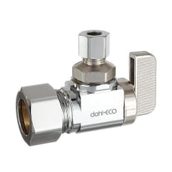 dahl dahal-Eco™ mini-ball™ 611-33-30 Angle Supply Stop, 5/8 x 1/4 in Nominal, Compression End Style, 250 psi Pressure, Brass Body, Polished Chrome, Import