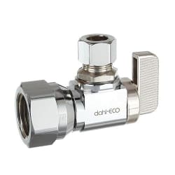 dahl dahal-Eco™ mini-ball™ 611-53-31 Angle Supply Stop, 1/2 x 3/8 in Nominal, FNPT x Compression End Style, 250 psi Pressure, Brass Body, Polished Chrome, Import