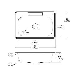 DAYTON® DSE133223 Kitchen Sink, Elite Satin, 28 in L x 15-3/4 in W Bowl x 7-7/8 in D Bowl, 3 Faucet Holes, 33 in L x 22 in W x 8-1/16 in H, Top Mounting, 300 Stainless Steel