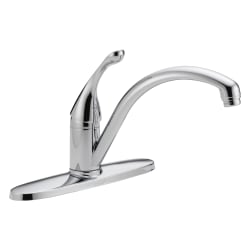 DELTA® 140-WE-DST Collins™ Kitchen Faucet, Commercial, 1.5 gpm Flow Rate, 8 in Center, Swivel Spout, Polished Chrome, 1 Handles, Domestic