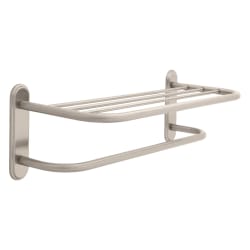 DELTA® 43224-SN Towel Shelf With Brass Step Style Beveled Flanges and One Bar, 24 in OAL x 26-7/32 in OAD x 8-15/32 in OAH, Brass, Import