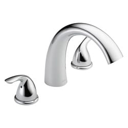 DELTA® T2705 Roman Tub Trim, Classic, 18 gpm Flow Rate, 8 to 16 in Center, Polished Chrome, 2 Handles, Function: Traditional, Domestic
