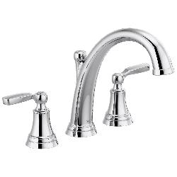 DELTA® T2732 Roman Tub Faucet Trim, Woodhurst™, 10 to 16 in Center, Polished Chrome, 2 Handles, Function: Traditional, Domestic