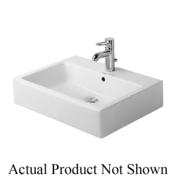 DURAVIT 0454600000 Vero Furniture Washbasin With Overflow and Faucet Deck, Rectangle Shape, 23-5/8 in L x 18-1/2 in W x 6-1/2 in H, Wall/Above-Counter Mount, Ceramic, White, Import