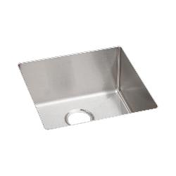 Elkay® ECTRU17179T Transitional Kitchen Sink, Crosstown®, Polished Satin, Squared Shape, 17 in L x 17 in W x 9 in D Bowl, 18-1/2 in L x 18-1/2 in W x 9 in H, Under Mount, 18 ga 304 Stainless Steel