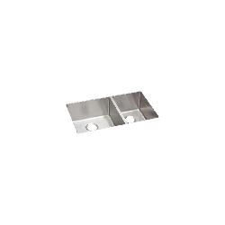Elkay® ECTRU32179RT Crosstown® Transitional Kitchen Sink, Polished Satin, Rectangle Shape, 17 in Left, 12 in Right L x 17 in Left, 17 in Right W x 9 in Left, 9 in Right D Bowl, 31-1/2 in L x 18-1/2 in W x 9 in H, Under Mount, 18 ga 304 Stainless Steel