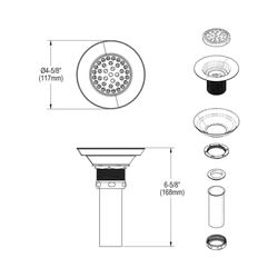 Elkay® LK18 Drain Fitting, 3-1/2 in Nominal, Nickel Plated, Brass Drain