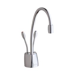 Insinkerator® Indulge™ 44252 FHC1100 Contemporary Instant Hot and Cool Water Dispenser Faucet, Residential, High-Arc Swivel Spout, Polished Chrome, 2 Handles, Import