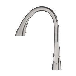 GROHE 32298DC3 32298_3 Zedra Pull-Down Kitchen Faucet, 1.75 gpm Flow Rate, Supersteel, 1 Handles, 1 Faucet Holes, Residential