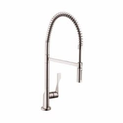 AXOR 39840801 Citterio Semi-Pro Kitchen Faucet, 1.75 gpm Flow Rate, Steel Optik, 1 Handles, 1 Faucet Holes, Function: Traditional, Residential