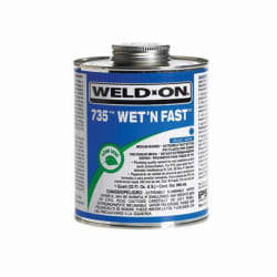Weld-On® 735™ Wet N Fast™ 12496 Low VOC Medium Body Solvent Cement With Applicator Cap, 1 pt Container, Blue