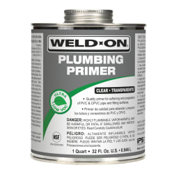 Weld-On® 14030 Low VOC Plumbing Primer With Applicator Cap, For Use With All Types, Classes and Schedules of PVC and CPVC Pipe and Fittings, Clear, 1 qt Container