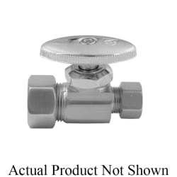 Jaclo® 581-SN Contemporary/Modern Multi Turn Straight Pattern Supply Valve With Oval Handle, 5/8 x 3/8 in Nominal, OD Compression x OD End Style, Solid Brass Body, Satin Nickel, Domestic