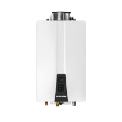 KD Navien® NPN199UNG NPN-U Series Premium Universal Tankless Gas Water Heater, Natural Gas Fuel, 10700 to 199900 Btu/hr Heating, Indoor/Outdoor: Indoor/Outdoor, Non-Condensing, 9.5 gpm at 35 deg F Flow Rate, Forced Draft Direct Vent, 3 x 5 in Vent, Dual