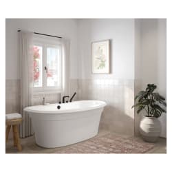 MAAX® 105744-000-001-100 Ella Sleek 2-Piece Bathtub, Oval, 66 in L x 36 in W, Center Drain, White, Domestic
