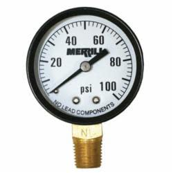 Merrill™ PGNL100 Pressure Gauge, 0 to 100 psi, 1/4 in MNPT Connection, 2 in Dial, +/- 3-2-3 %