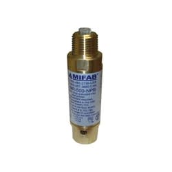 MIFAB® M2-500-NPB M-500 Automatic Trap Seal Primer, 1/2 in Pipe, 4-1/8 in L, MNPT x FNPT Connection, Brass