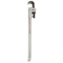 Milwaukee® 48-22-7213 Straight Pipe Wrench With POWERLENGTH™ Handle, 10 in OAL, Serrated Jaw, Aluminum Handle, Silver