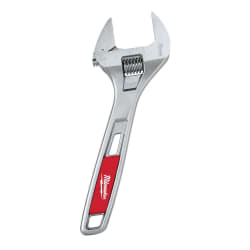 Milwaukee® 48-22-7508 Uninsulated Adjustable Wrench, 1-1/2 in, Polished Chrome, 8 in OAL, Steel Body, ASME Specified, Steel