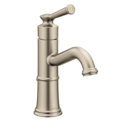Moen® 6402BN Belfield™ Bathroom Faucet, 5-1/2 in Spout, 5-1/2 in H Spout, Brushed Nickel, 1 Handles, Pop-Up Drain, Domestic