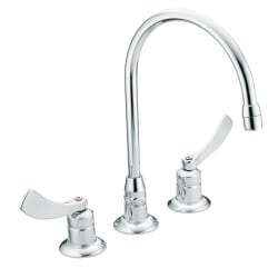 Moen® 8225SMF15 Widespread Kitchen Faucet, M-DURA™, 1.5 gpm Flow Rate, 8 in Center, Polished Chrome, 2 Handles, Domestic