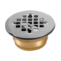 Oatey® 42150 140 Round No-Caulk Shower Drain, 2 in Nominal, Push-On Connection, 4-1/4 in Grid Stainless Steel Grid, Cast Brass Drain, Import