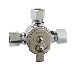 Toto® TLM10 Hot/Cold Mixing Valve, EcoPower®, 3/8 in Nominal, Compression End Style, 15 to 80 psi Pressure, Brass Body, Polished Chrome, Import, Commercial