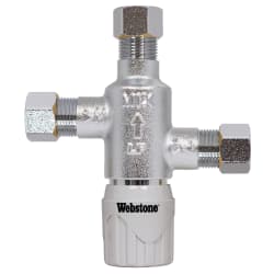 Webstone H-77201W 7720W Thermostatic Mixing Valve, 3/8 in Nominal, Compression End Style, 150 psi Pressure, Forged DZR Brass Body, Import