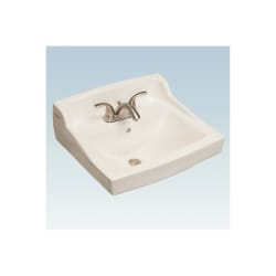 Western Pottery L400 Lavatory Sink, Rectangle Shape, 4 in Faucet Hole Spacing, 20-1/2 in W x 18-3/4 in D x 34 in H, Wall Mount, Vitreous China, White