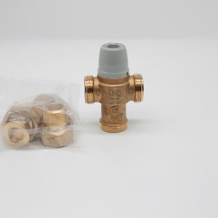 Caleffi 521352A 3-Way Scald Protection Point-of-Use Thermostatic Mixing Valve With Check Valve, 3/4 in, MNPT, 150 psi, 0.5 gpm, Brass Body