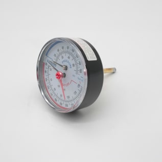 LEGEND 800-673 T-825 Rear Mount Temperature and Pressure Gauge, 0 to 75 psi Measuring, 1/2 in MNPT Connection, +/- 3 % Accuracy, Import