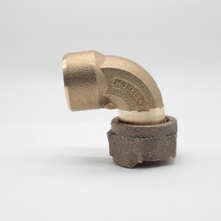 Hersey® H-14210N 1 Elbow Coupling With Gasket, 1 in Nominal, Meter Swivel Nut x FNPT End Style, Brass