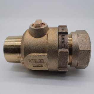 Mueller Co 300™ B-25028N 2 Ball Corporation Stop Valve, 2 in, AWWA IP Threaded Outlet x 110 CTS, Brass Body, EPDM/Nitrile Softgoods
