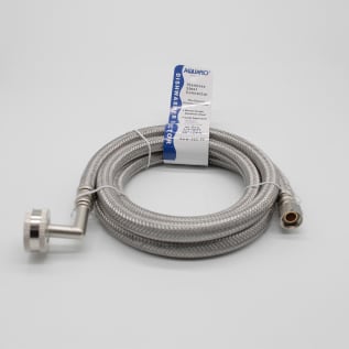 Aquaflo® MightyFlex™ KDW-560-PP Braided Dishwasher Connector With 90 deg Elbow, 3/8 x 3/4 in, Compression Soft Cone x Female Garden Hose Thread, 60 in L, 160 psi, Stainless Steel